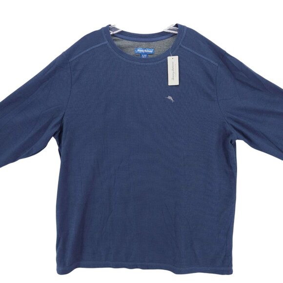 NWT Tommy Bahama Island Sleepwear Navy Blue Long Sleeve Shirt Textured Knit XL - Picture 2 of 8